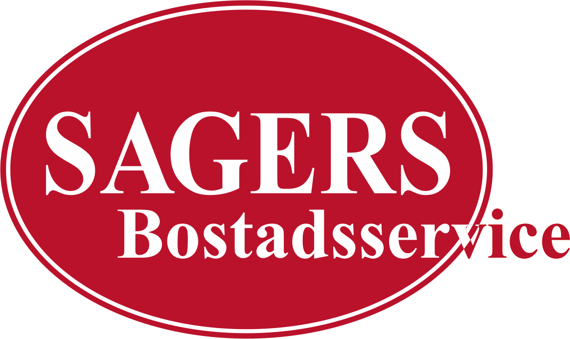 Sagers möbelservice logga i röd och vit.